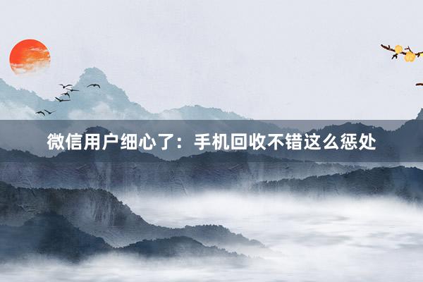 微信用户细心了：手机回收不错这么惩处